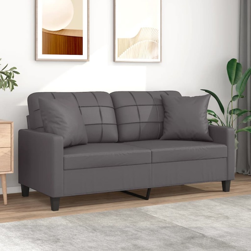 vidaXL 2-Sitzer-Sofa mit Zierkissen Grau 140 cm Kunstleder vidaXL 2-Sitzer-Sofa mit Zierkissen Grau 140 cm Kunstleder