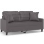 vidaXL 2-Sitzer-Sofa mit Zierkissen Grau 140 cm Kunstleder vidaXL 2-Sitzer-Sofa mit Zierkissen Grau 140 cm Kunstleder