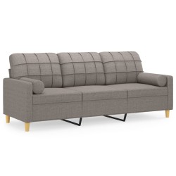 vidaXL 3-Sitzer-Sofa mit Zierkissen Taupe 180 cm Stoff