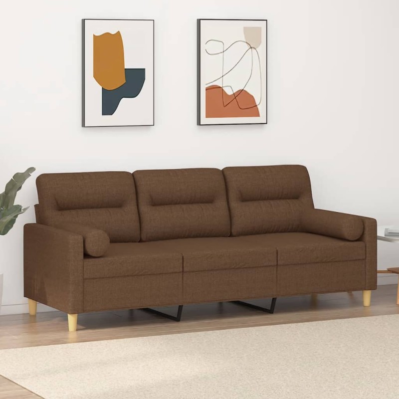 vidaXL 3-Sitzer-Sofa mit Zierkissen Braun 180 cm Stoff vidaXL 3-Sitzer-Sofa mit Zierkissen Braun 180 cm Stoff