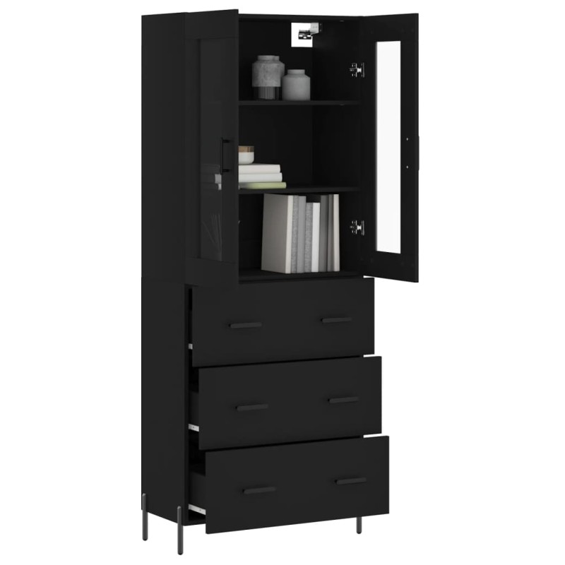 Highboard Schwarz 69,5x34x180 cm Holzwerkstoff Highboard Schwarz 69,5x34x180 cm Holzwerkstoff