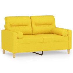 vidaXL 2-Sitzer-Sofa mit Zierkissen Hellgelb 120 cm Stoff