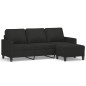 vidaXL 3-Sitzer-Sofa mit Hocker Schwarz 180 cm Stoff vidaXL 3-Sitzer-Sofa mit Hocker Schwarz 180 cm Stoff