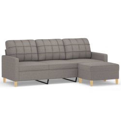 vidaXL 3-Sitzer-Sofa mit Hocker Taupe 180 cm Stoff