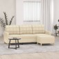 vidaXL 3-Sitzer-Sofa mit Hocker Creme 180 cm Stoff vidaXL 3-Sitzer-Sofa mit Hocker Creme 180 cm Stoff