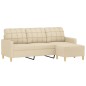 vidaXL 3-Sitzer-Sofa mit Hocker Creme 180 cm Stoff vidaXL 3-Sitzer-Sofa mit Hocker Creme 180 cm Stoff