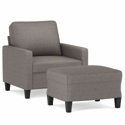vidaXL Sessel mit Hocker Taupe 60 cm Stoff