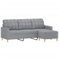 vidaXL 3-Sitzer-Sofa mit Hocker Hellgrau 180 cm Stoff vidaXL 3-Sitzer-Sofa mit Hocker Hellgrau 180 cm Stoff