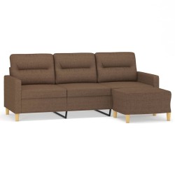 vidaXL 3-Sitzer-Sofa mit Hocker Braun 180 cm Stoff