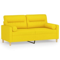 vidaXL 2-Sitzer-Sofa mit Zierkissen Hellgelb 140 cm Stoff