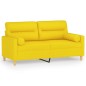 vidaXL 2-Sitzer-Sofa mit Zierkissen Hellgelb 140 cm Stoff vidaXL 2-Sitzer-Sofa mit Zierkissen Hellgelb 140 cm Stoff