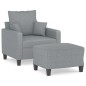 vidaXL Sessel mit Hocker Hellgrau 60 cm Stoff vidaXL Sessel mit Hocker Hellgrau 60 cm Stoff