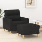 vidaXL Sessel mit Hocker Schwarz 60 cm Stoff vidaXL Sessel mit Hocker Schwarz 60 cm Stoff