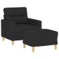 vidaXL Sessel mit Hocker Schwarz 60 cm Stoff vidaXL Sessel mit Hocker Schwarz 60 cm Stoff