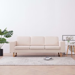 vidaXL 3-Sitzer-Sofa Stoff Cremeweiß