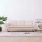 vidaXL 3-Sitzer-Sofa Stoff Cremeweiß vidaXL 3-Sitzer-Sofa Stoff Cremeweiß