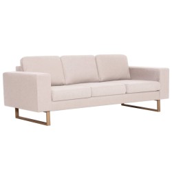 vidaXL 3-Sitzer-Sofa Stoff Cremeweiß