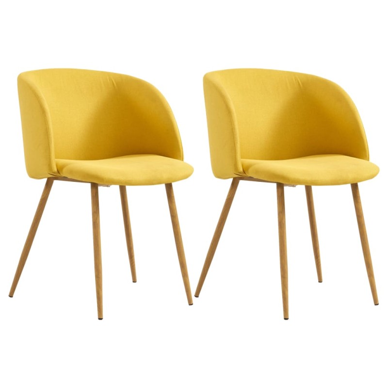 vidaXL Esszimmerstühle 2 Stk. Gelb Stoff vidaXL Esszimmerstühle 2 Stk. Gelb Stoff