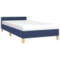 Bettgestell mit Kopfteil Blau 90x200 cm Stoff Bettgestell mit Kopfteil Blau 90x200 cm Stoff