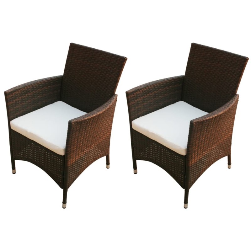 vidaXL Gartenstühle 2 Stk. Poly Rattan Braun vidaXL Gartenstühle 2 Stk. Poly Rattan Braun