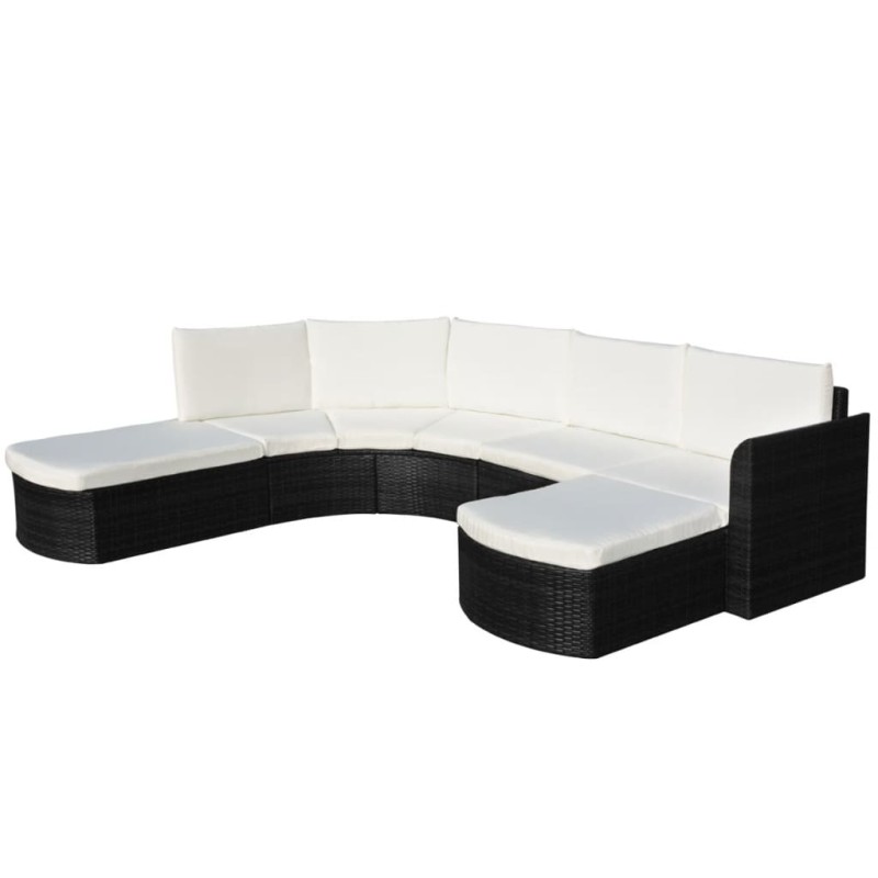 vidaXL 4-tlg. Garten-Lounge-Set mit Auflagen Poly Rattan Schwarz vidaXL 4-tlg. Garten-Lounge-Set mit Auflagen Poly Rattan Schwarz