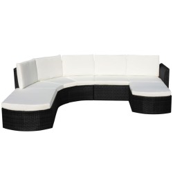 vidaXL 4-tlg. Garten-Lounge-Set mit Auflagen Poly Rattan Schwarz