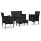 vidaXL 4-tlg. Garten-Lounge-Set mit Auflagen Poly Rattan Schwarz vidaXL 4-tlg. Garten-Lounge-Set mit Auflagen Poly Rattan Schwarz