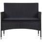 vidaXL 4-tlg. Garten-Lounge-Set mit Auflagen Poly Rattan Schwarz vidaXL 4-tlg. Garten-Lounge-Set mit Auflagen Poly Rattan Schwarz
