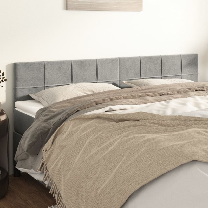 vidaXL Kopfteile 2 Stk. Hellgrau 80x5x78/88 cm Samt vidaXL Kopfteile 2 Stk. Hellgrau 80x5x78/88 cm Samt