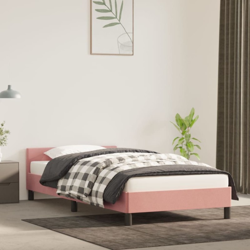 vidaXL Bettgestell mit Kopfteil Rosa 100x200 cm Samt vidaXL Bettgestell mit Kopfteil Rosa 100x200 cm Samt