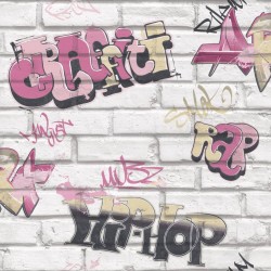 Urban Friends & Coffee Tapete Graffiti Rosa und Weiß