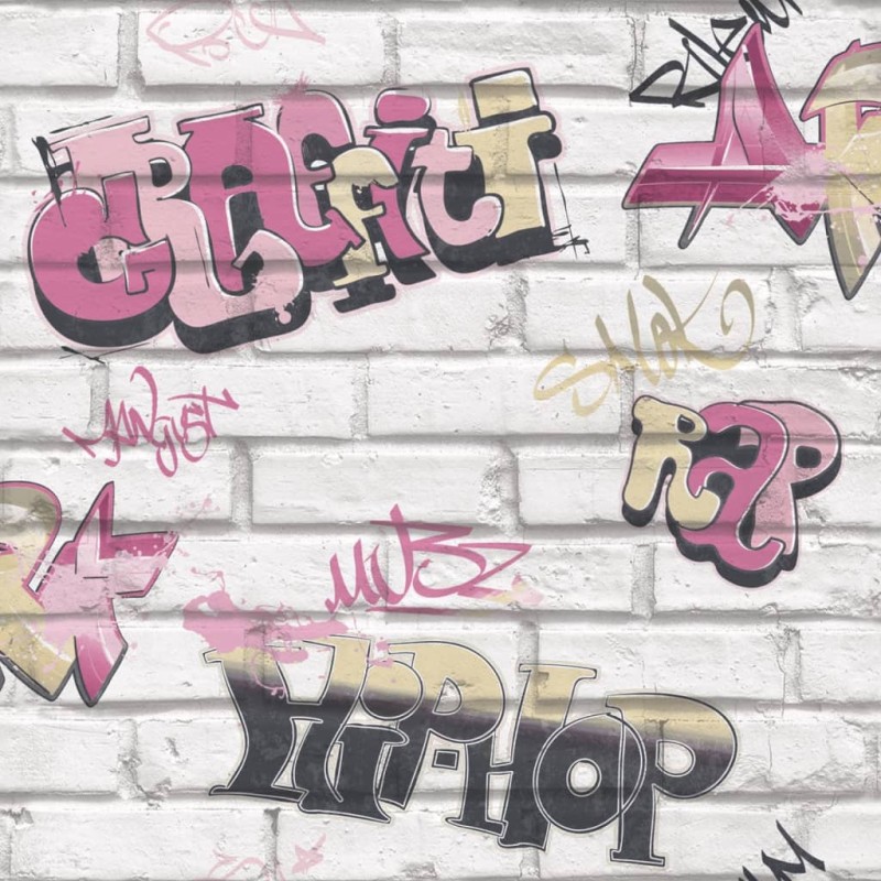 Urban Friends & Coffee Tapete Graffiti Rosa und Weiß Urban Friends & Coffee Tapete Graffiti Rosa und Weiß
