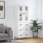 Highboard Hochglanz-Weiß 69,5x34x180 cm Holzwerkstoff Highboard Hochglanz-Weiß 69,5x34x180 cm Holzwerkstoff
