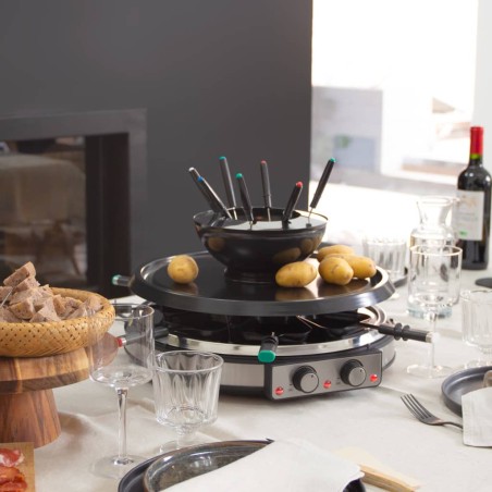Livoo 3-in-1 Raclette-, Grill- und Fondue-Set 8 Personen 1900W Schwarz