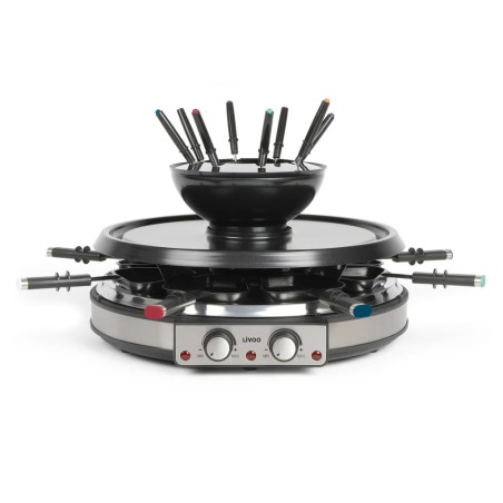 Livoo 3-in-1 Raclette-, Grill- und Fondue-Set 8 Personen 1900W Schwarz