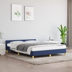 vidaXL Bettgestell mit Kopfteil Blau 140x200 cm Stoff