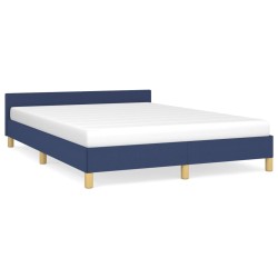 vidaXL Bettgestell mit Kopfteil Blau 140x200 cm Stoff