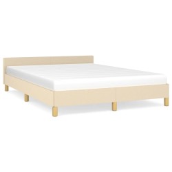vidaXL Bettgestell ohne Matratze Creme 140x190 cm Stoff