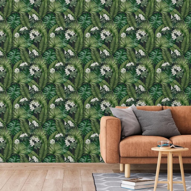 DUTCH WALLCOVERINGS Tapete Eden Schwarz und Dunkelgrün DUTCH WALLCOVERINGS Tapete Eden Schwarz und Dunkelgrün