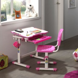 Vipack Kindertisch mit Stuhl Comfortline 201 Verstellbar Rosa und Weiß