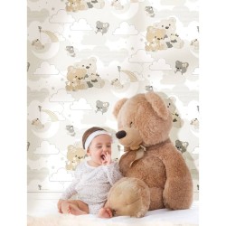 Noordwand Tapete Mondo baby Hug Bears Grau und Beige