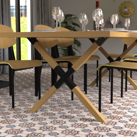 CIME Tischbeine X-förmig 77,8x71 cm Holz und Metall Natur