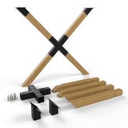 CIME Tischbeine X-förmig 77,8x71 cm Holz und Metall Natur