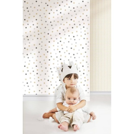 Noordwand Tapete Mondo baby Confetti Dots Weiß, Grau und Beige
