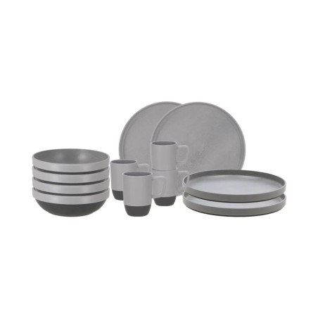 Travellife 12-tlg. Camping-Geschirr-Set Vita Grau