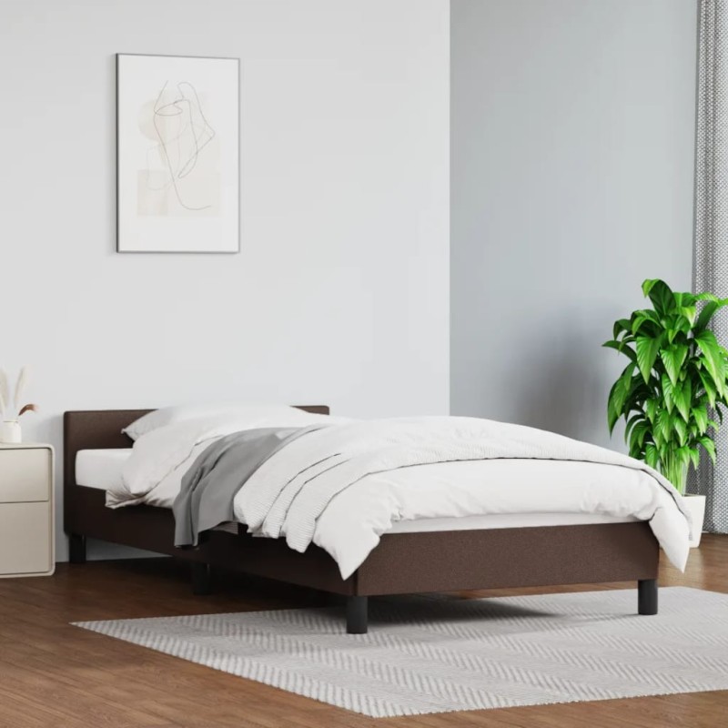 Bettgestell mit Kopfteil Braun 100x200 cm Kunstleder Bettgestell mit Kopfteil Braun 100x200 cm Kunstleder