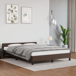 Bettgestell mit Kopfteil Braun 140x200 cm Kunstleder