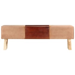 vidaXL Bank Turnbock-Design 160cm Braun Echtleder Massivholz Akazie