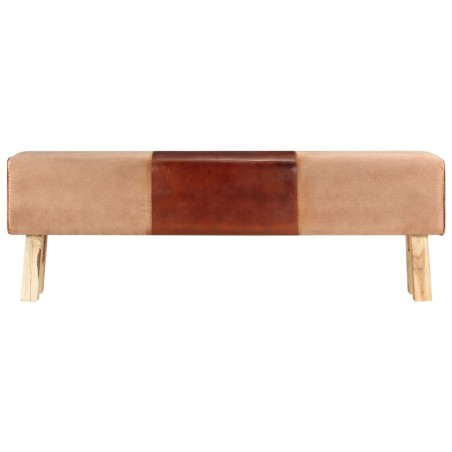 vidaXL Bank Turnbock-Design 160cm Braun Echtleder Massivholz Akazie
