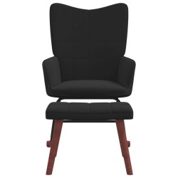 vidaXL Schaukelstuhl mit Hocker Schwarz Samt und PVC